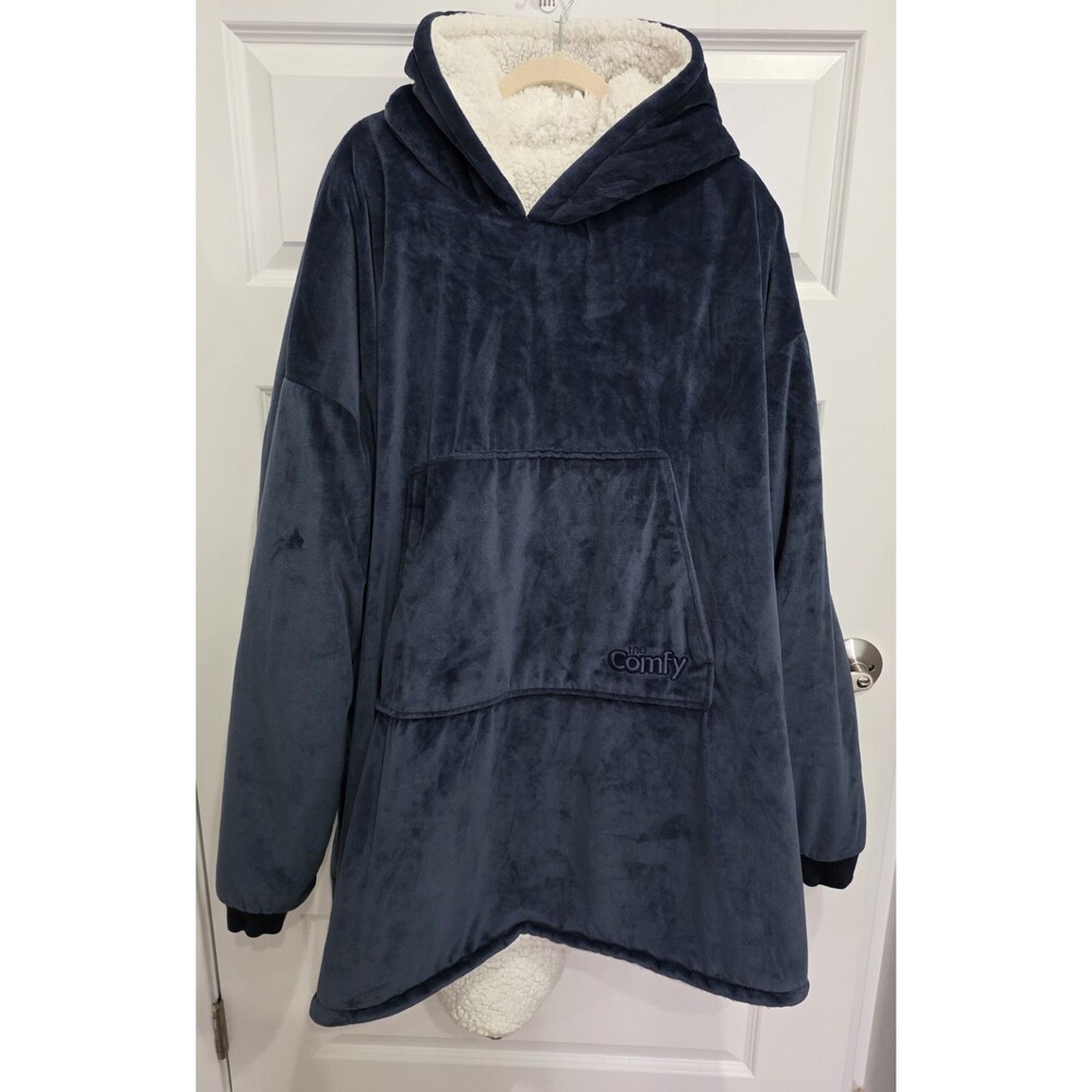 The Comfy Original Oversized Wearable Blanket Hoodie Black Sherpa Lined One Size